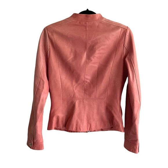 DANIER Leather Moto Biker Jacket Pink XS - Picture 13 of 16